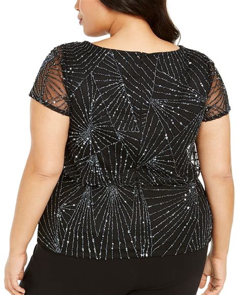 Adrianna Papell Plus Size Embellished Mesh Top Macys