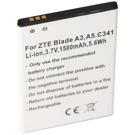 Akku passend für ZTE Blade A3 A5 C341 Li Ion 3 7V 1500mAh 5 6Wh