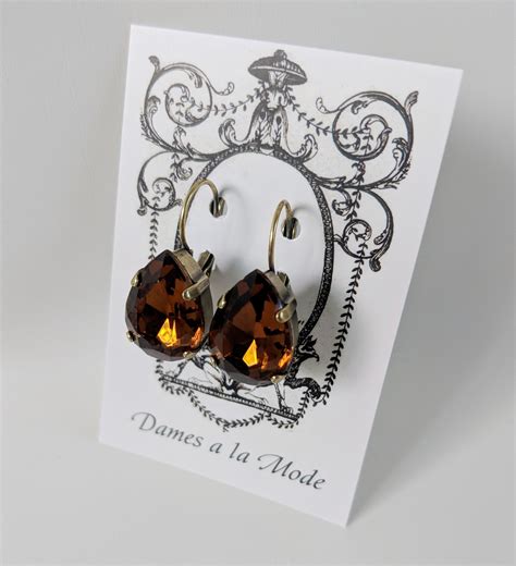 Large Teardrop Brown Topaz Crystal Earrings – Dames a la Mode