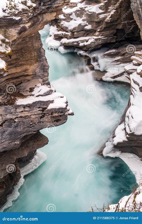 Athabasca Falls in Winter, Canada Stock Image - Image of alberta ...