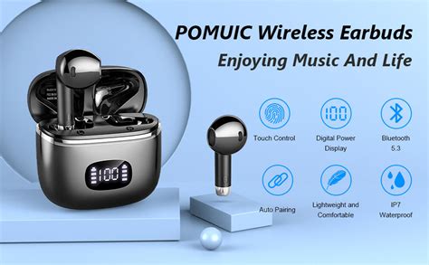 Amazon POMUIC Wireless Earbuds V5 3 Bluetooth Headphones 40H