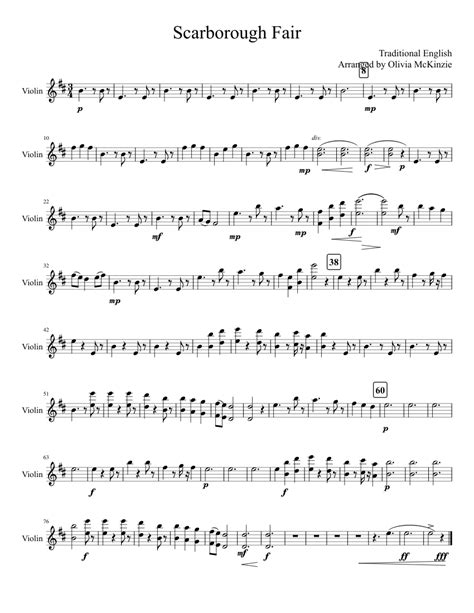 Scarborough Fair Violin Sheet Music For Violin Solo