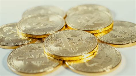 Crypto Currency Gold Bitcoins Btc Bit Coin Macro Shots Crypto Currency Bitcoin Coins Stock