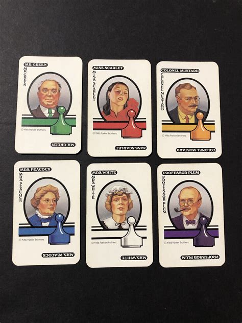 Clue Suspect Cards