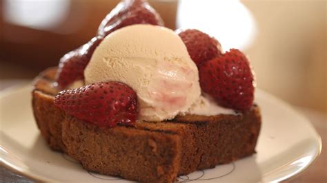 Roasted Strawberries With Grilled Pound Cake Recipe Kin Community Youtube