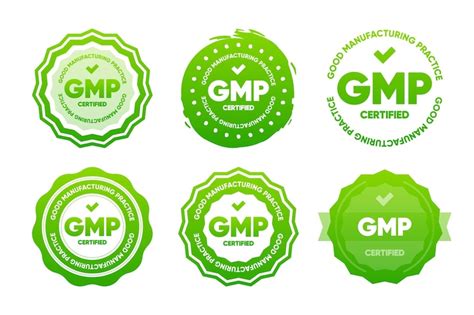 Premium Vector Gmp Certified Stamps Collection Good Manufacturing Practices Certified Round