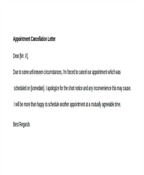 Appointment Cancellation Policy Template TUTORE ORG Master Of Documents