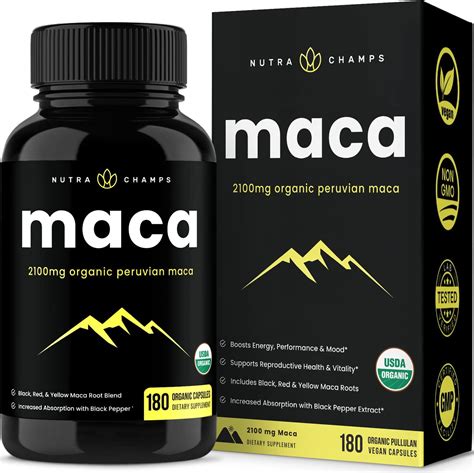 Organic Maca Root Capsules For Women And Men 2100mg 180