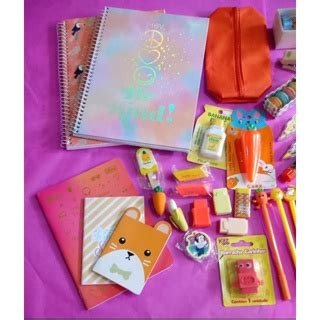 Kit Box Papelaria Surpresa Tons LARANJA AMARELO Papelaria Fofa