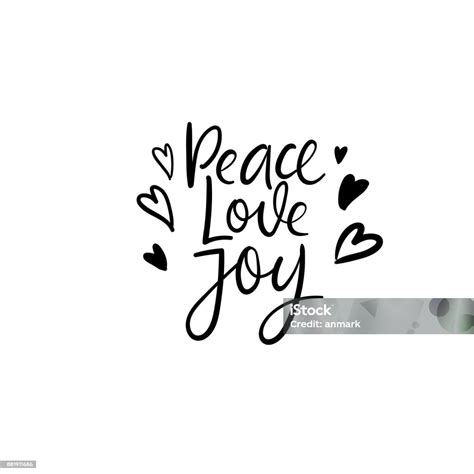 Peace Love Joy Christmas And Happy New Year Cards Modern Calligraphy