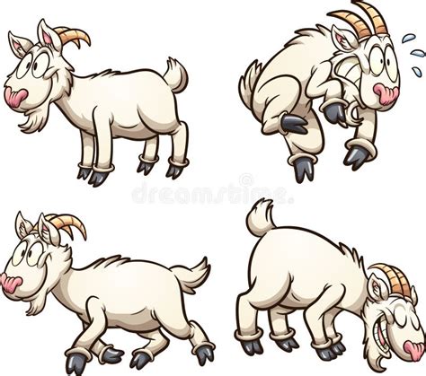 Cartoon Goat With Different Poses And Expressions Stock Vector