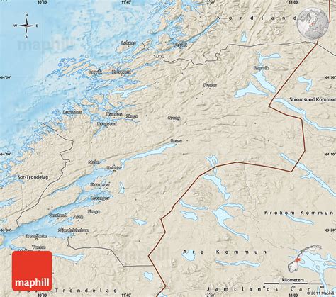 Shaded Relief Map of Nord-Trondelag