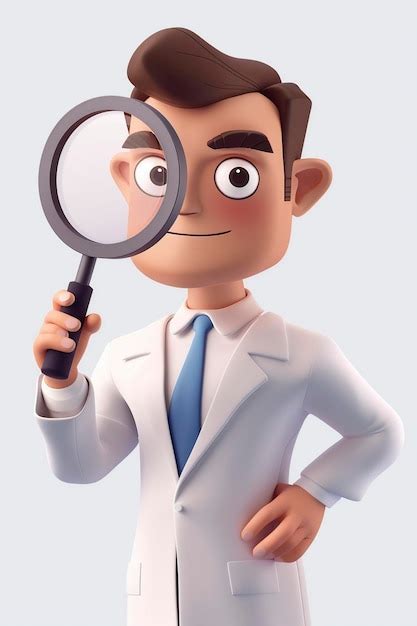 Premium Photo Cartoon Doctor Holding Magnifying Glass