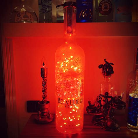 belvedere vodka  large led bottle light  litre retro style media