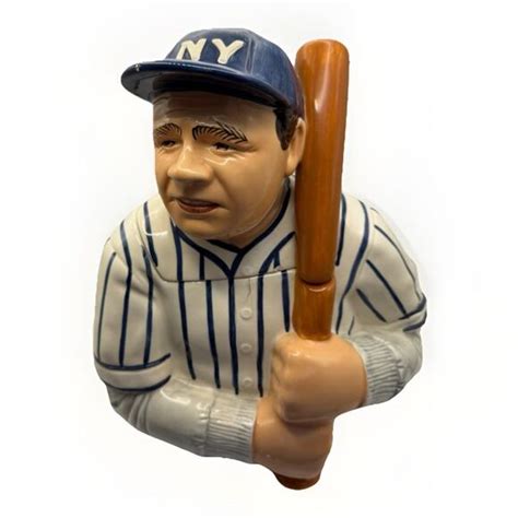 Clay Art Kitchen Vintage Babe Ruth Baseball Legend Hand Painted Cookie Jar By Clay Arts 997