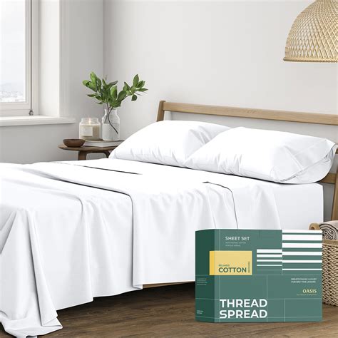 Thread Spread 100 Organic Cotton Percale Sheets Full Size White