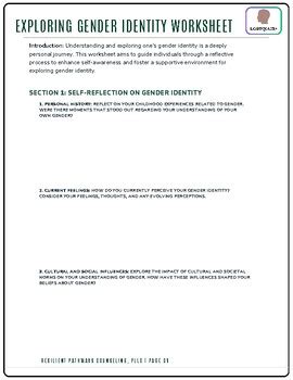 Exploring Gender Identity Packet Printable By Resilient Pathways