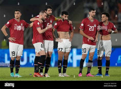 Egypt Players Watch The Penalty Shootout During The African Cup Of