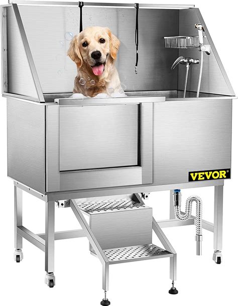 Vevor 50 Inch Dog Grooming Tub Professional Stainless Steel Pet Dog