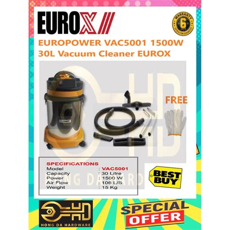 Eurox Vac5001 1800w 30l Wet And Dry Heavy Duty Vacuum Cleaner Shopee