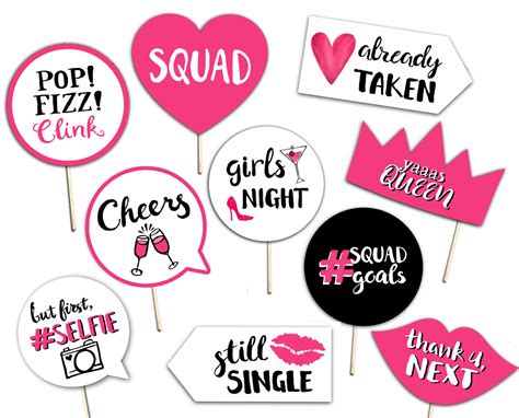 Girls Night Out Printable Photo Booth Props Pink Black And Etsy