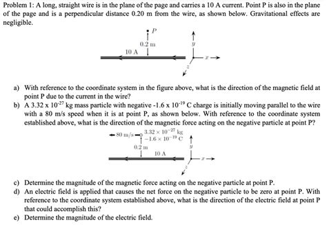 Answered Problem 1 A Long Straight Wire Is In Bartleby