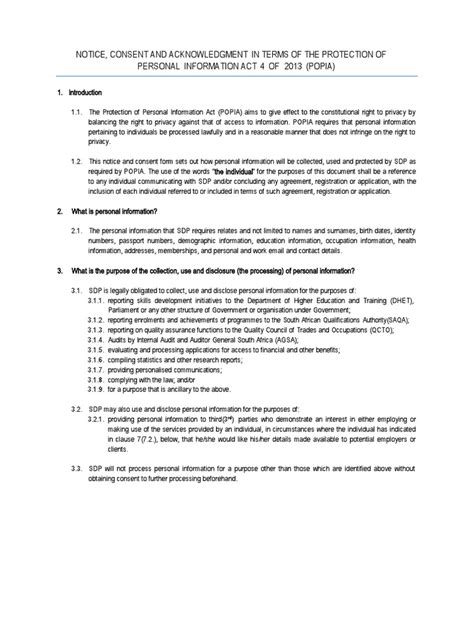 Sdp Popi Notice And Consent Form Pdf Privacy Information