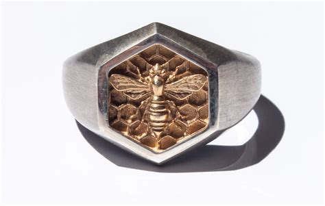 bee ring silver bee ringbumble bee honey bee signet ring