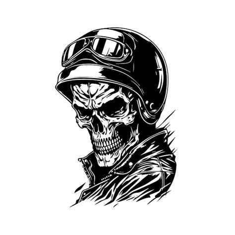 Chicano Sch Del Biker Mit Helm Handgezeichnete Linie Kunstillustration