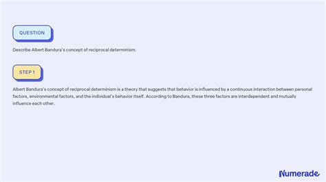 SOLVED:Describe Albert Bandura's concept of reciprocal determinism.