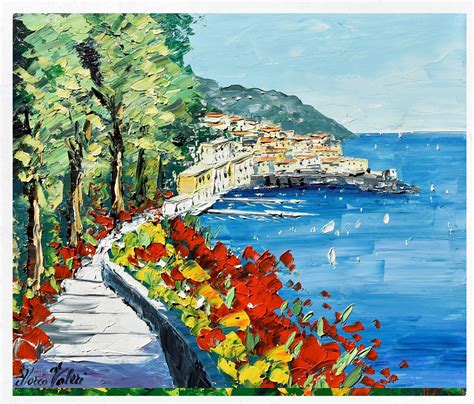 Amalfi Pittura Su Tela Costiera Amalfitana Pittura Ad Olio Regalo