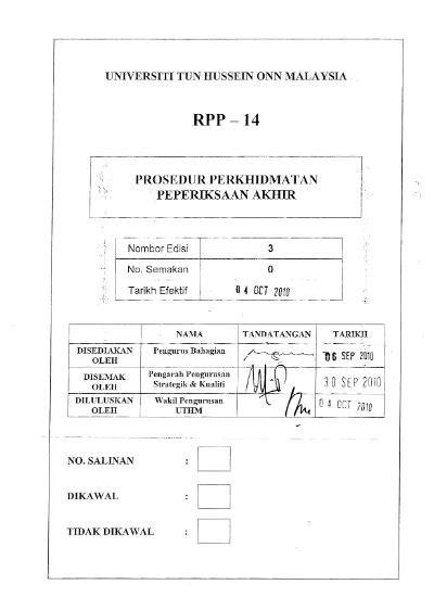 Universiti Tun Hussein Onn Malaysia Rpp Prosedur Perkhidmatan