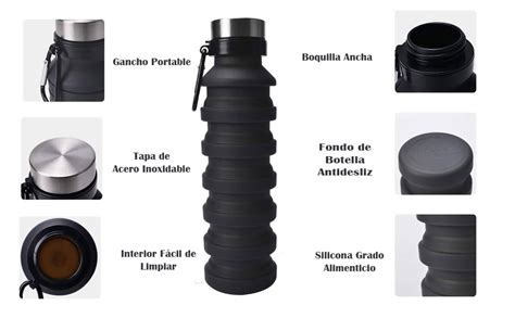 Happyware Termo De Silicona Flexible Plegable Con Tapa De Acero