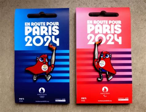 Duo Pins Jo Paris 2024 Jeux Olympiques Mascotte Et La Flamme