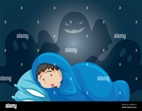 A Boy Scare Of Ghost Stock Vector Image And Art Alamy