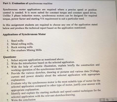 Solved Part 1: Evaluation of synchronous machine Synchronous | Chegg.com