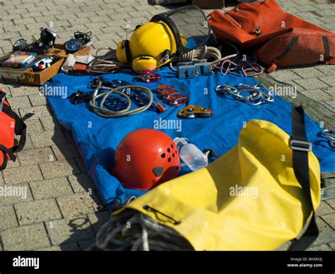 French Mountain Rescue Climbing Equipment Stock Photo Alamy