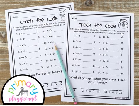 Crack The Code Math Easter Edition Addition And Subtraction Primary