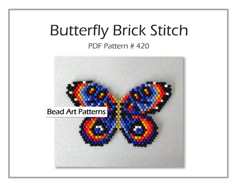 Butterfly Brick Stitch Bead Pdf Pattern For Miyuki Delica Etsy