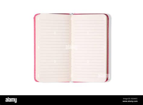 Blank Open Office Notepad Or Notebook Isolated Mock Up Top View Stock