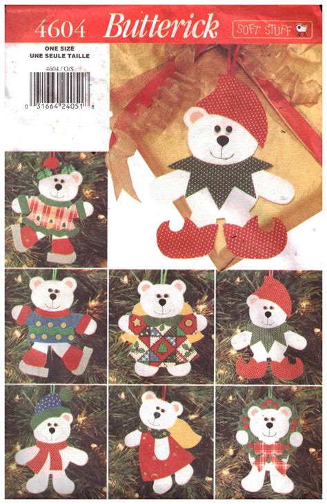 Butterick Christmas Bear Ornaments Size One Uncut Sewing Pattern