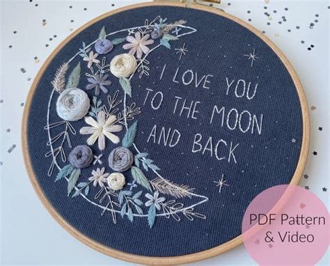 Stickvorlage Boho Mond I Love You To The Moon And Back Etsy Modern