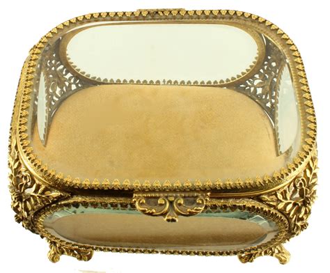 Vintage Matson Vanity Jewelry Box Beveled Glass Ormolu Filigree Rectangular Oval Ebay