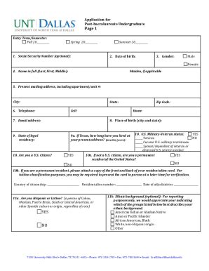 Fillable Online Fillable Online Application For Undergraduate Post