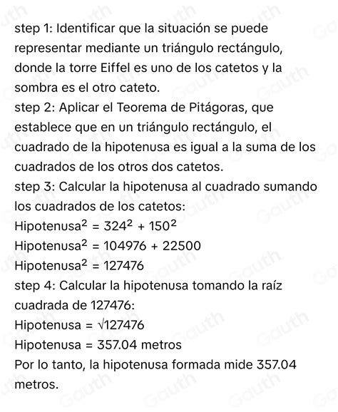 Solved La Torre Eiffel Mide Metros De Altura Y A Determinada Hora