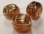 ANTIQUE GOLD 16x12mm GROOVED OVAL MELON BEADS Lots Of 12 ANTIQUE