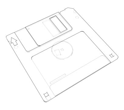 Floppy Disk Storage Sketch Vector Contour Illustration Electronics