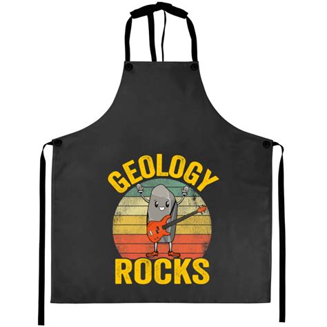 Geologist Pun Rock Playing Bass Funny Jokes Geology Rocks Aprons Sold