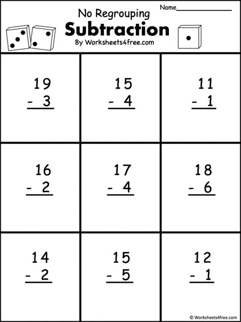 Subtraction Double Digit No Regrouping