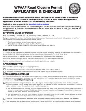 Fillable Online Wpaaf Road Closure Permit Application Checklist Fax